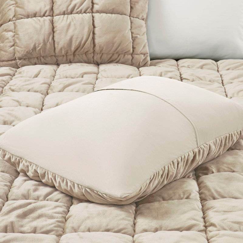 Full/Queen Beige Velvety Soft Down Alternative Comforter Set - Loft&Timber