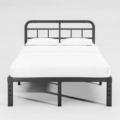 King Size Heavy Duty Black Metal Platform Bed Frame with Headboard - Loft&Timber