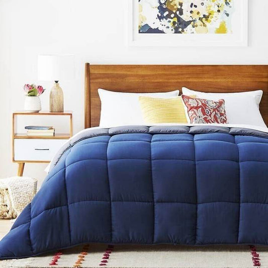 King All Seasons Grey/Navy Reversible Polyester Down Alternative Comforter - Loft&Timber