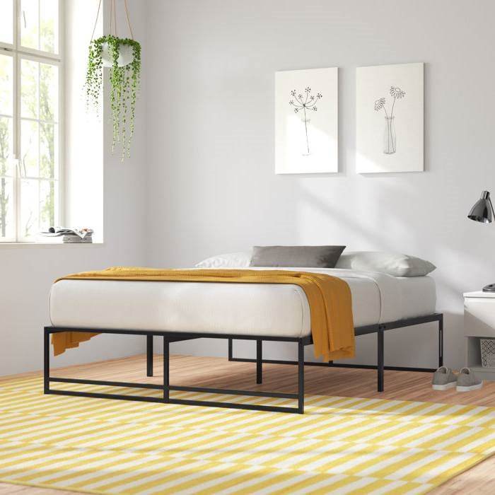 King Size Black Metal Platform Bed Frame with Under-Bed Storage Space - Loft&Timber