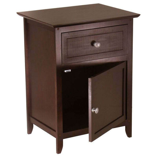Antique Walnut Wood Finish 1-Drawer Bedroom Nightstand End Table Cabinet - Loft&Timber