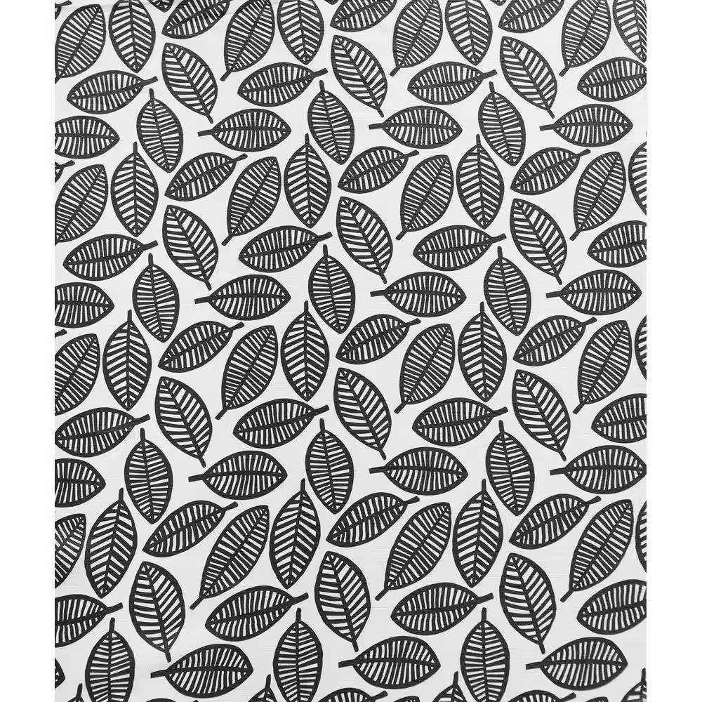 72-inch Black White Leaf Pattern Shower Curtain in 100-Percent Polyester Fabric - Loft&Timber