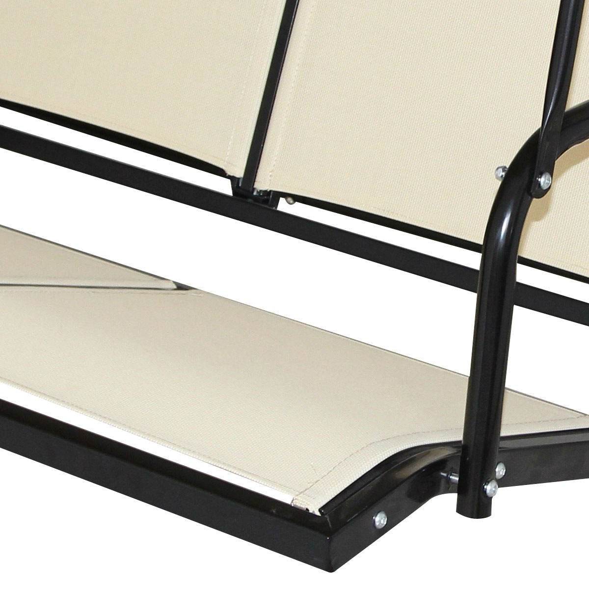 Outdoor Porch Patio 3-Person Canopy Swing in Light Brown - Loft&Timber