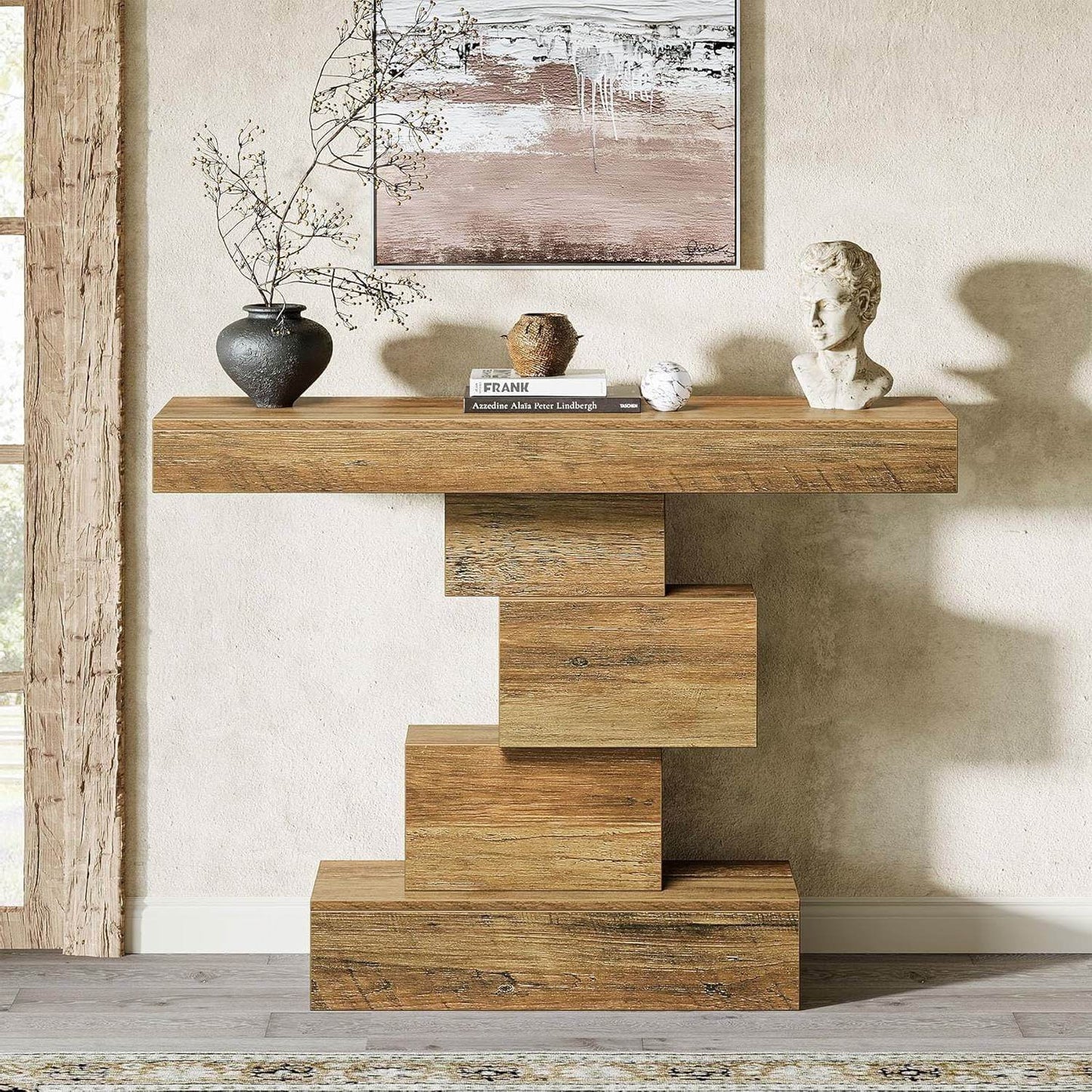 Modern Farmhouse 42-inch Entryway Accent Sofa Table in Light Brown Wood Finish - Loft&Timber