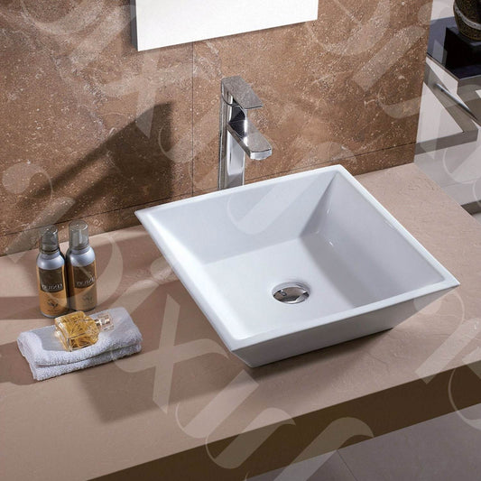 Contemporary White Ceramic Porcelain Vessel Bathroom Vanity Sink - 16 x 16-inch - Loft&Timber