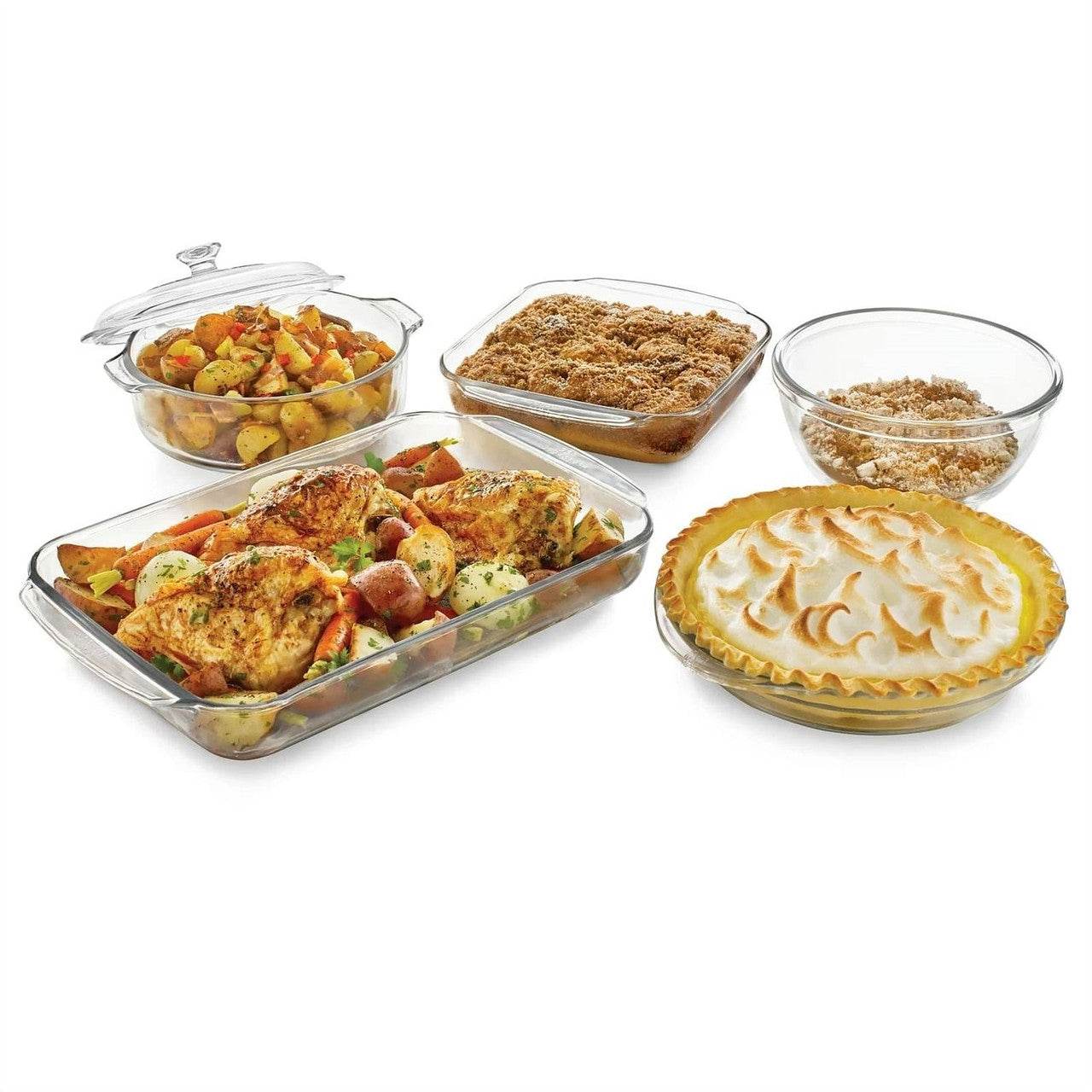 6-Piece Glass Bakeware Casserole Baking Dish Set - Microwave and Oven Safe - Loft&Timber