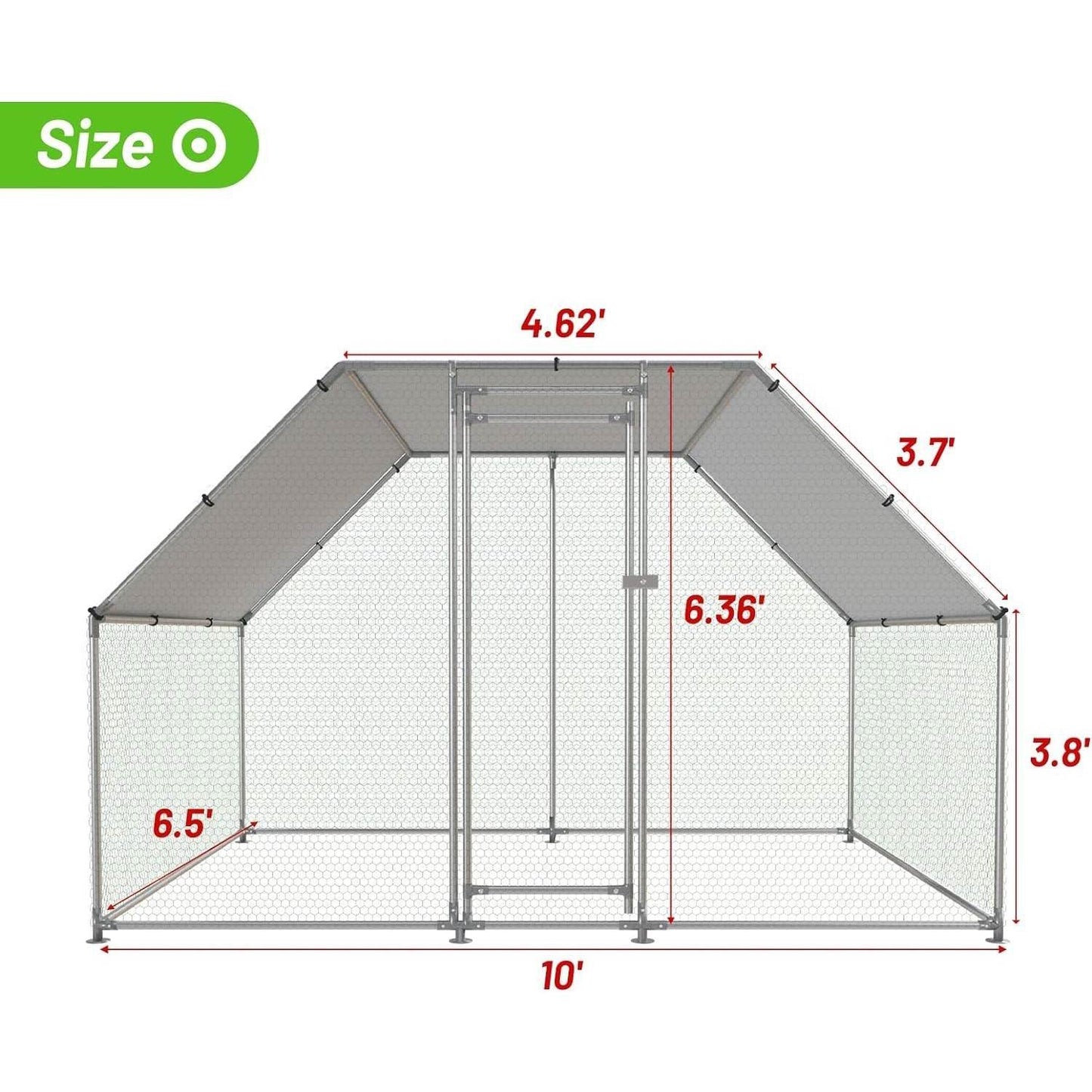 10-Ft x 6.5-Ft Outdoor Walk-in Metal Chicken Coop with Water-Resistant Cover - Loft&Timber
