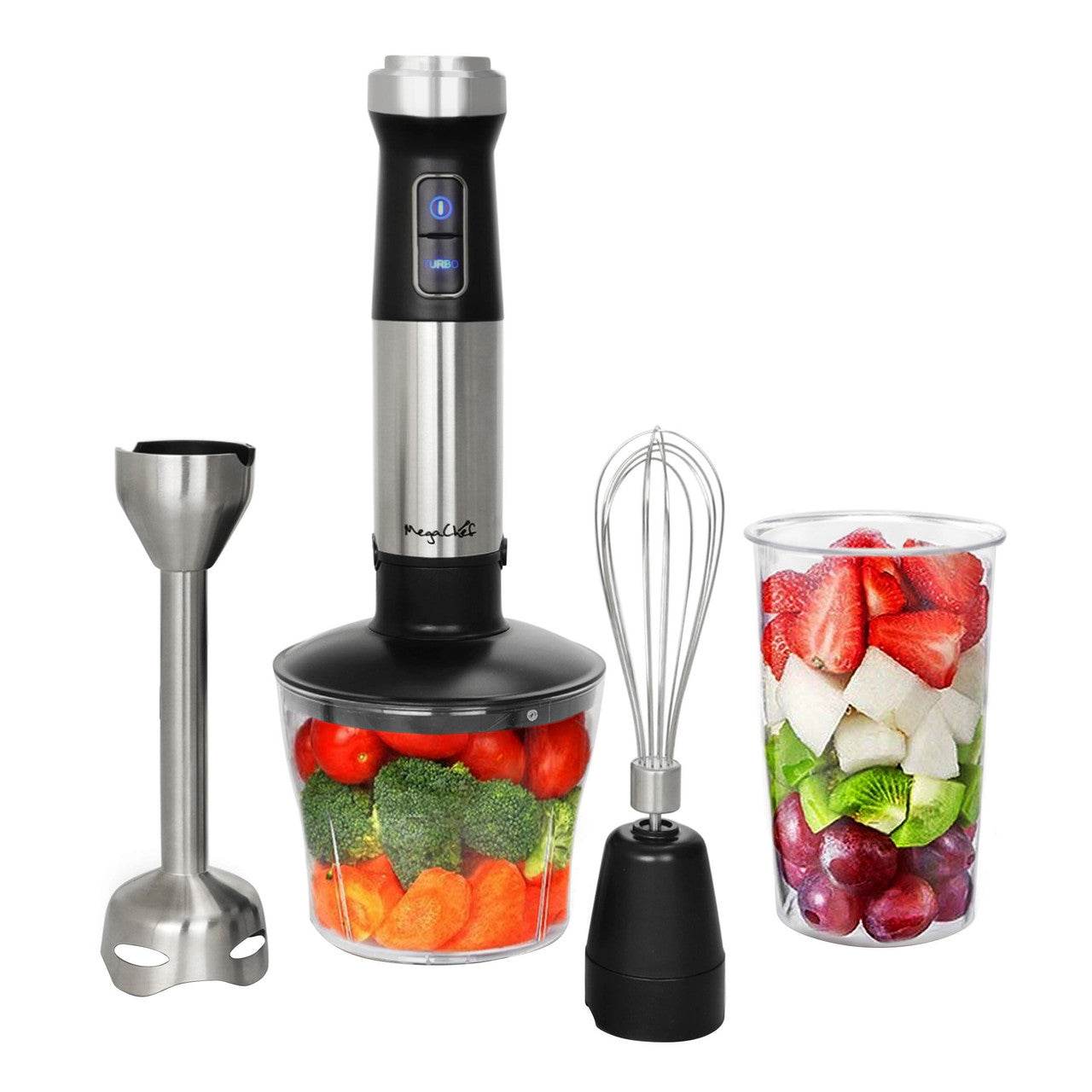 MegaChef 4 in 1 Multipurpose Immersion Hand Blender With Speed Control and Accessories - Loft&Timber