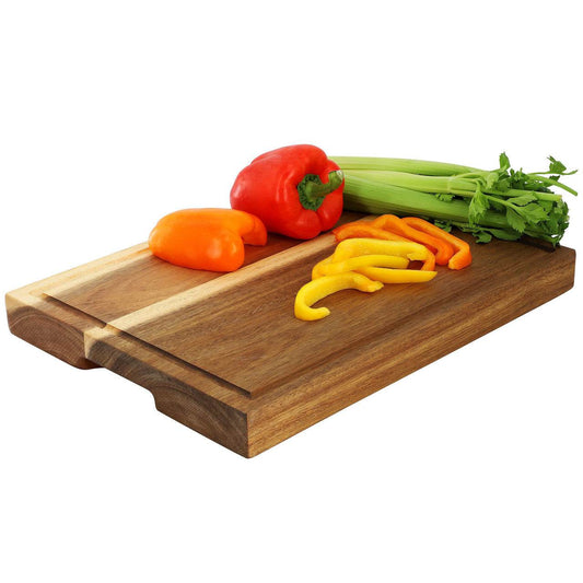 MegaChef 15.5 x 12 Inch Acacia Wood 1.5 Inch Thick Carving and Cutting Serving Butcher Board with J - Loft&Timber