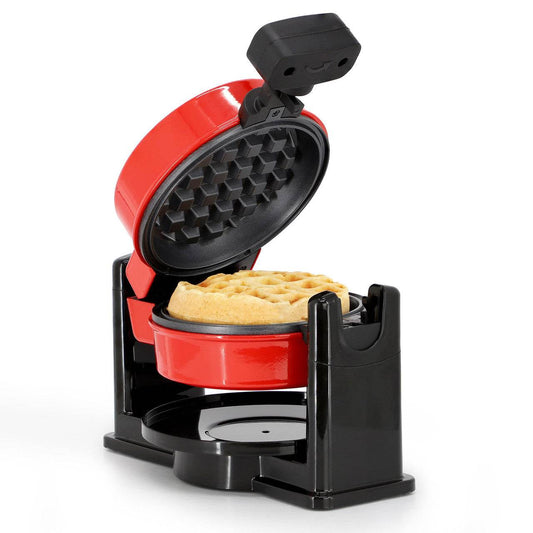 MegaChef Non-Stick Round Electric Flip 5 Inch Belgian Waffle Maker in Red - Loft&Timber