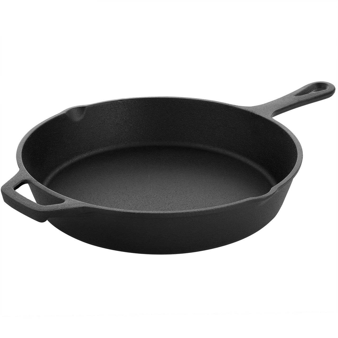 MegaChef 10 Inch Round Preseasoned Cast Iron Frying Pan with Handle in Black - Loft&Timber