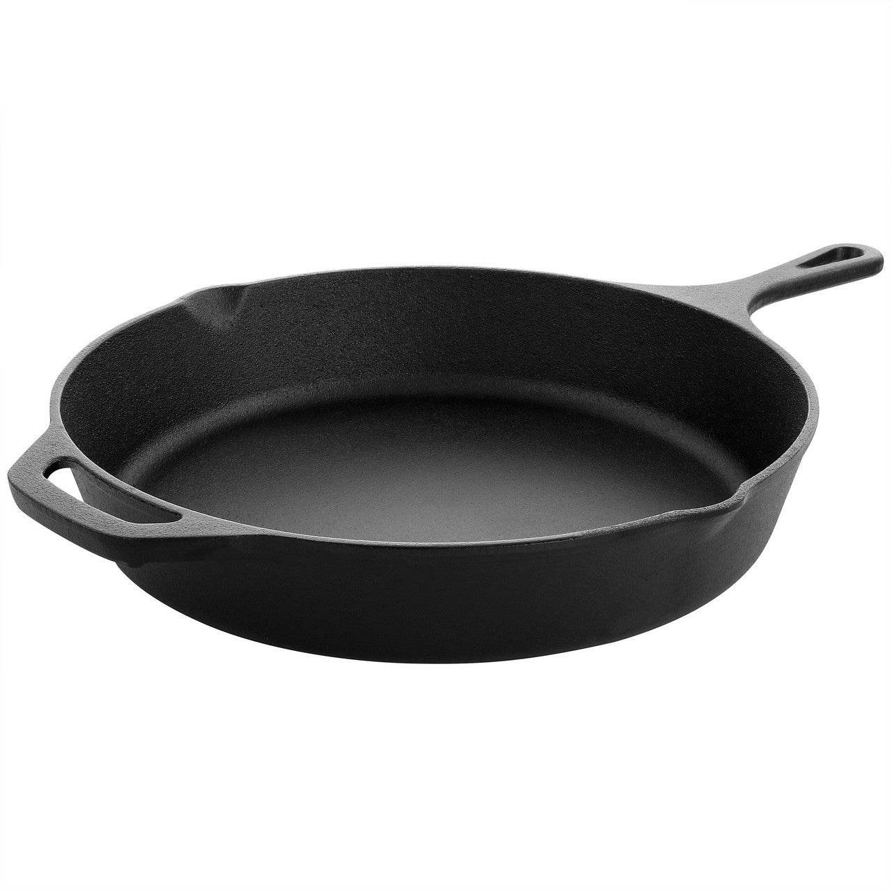 MegaChef 12 Inch Round Preseasoned Cast Iron Frying Pan in Black - Loft&Timber