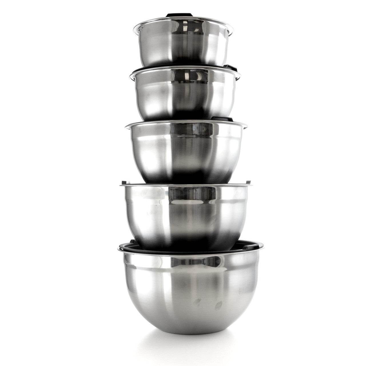 MegaChef 5 Piece Multipurpose Stackable Mixing Bowl Set with Lids - Loft&Timber