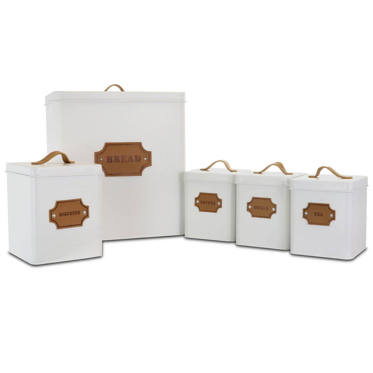 MegaChef Kitchen Food Storage and Organization 5 Piece Canister Set in White - Loft&Timber