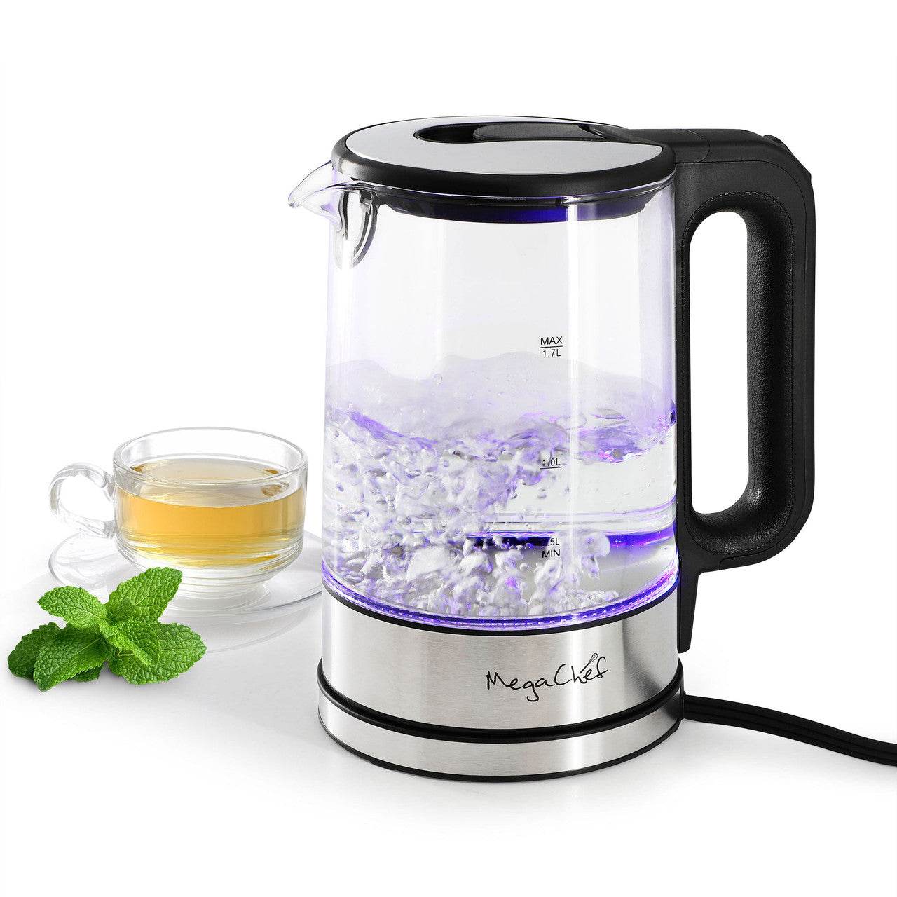 MegaChef 1.8 Quart Glass and Stainless Steel Electric Tea Kettle - Loft&Timber