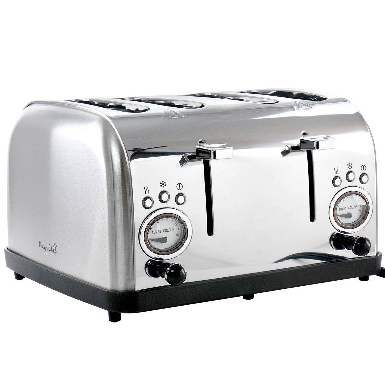 MegaChef 4 Slice Wide Slot Toaster with Variable Browning in Silver - Loft&Timber