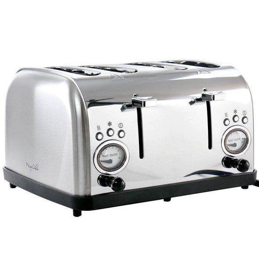 MegaChef 4 Slice Wide Slot Toaster with Variable Browning in Silver - Loft&Timber