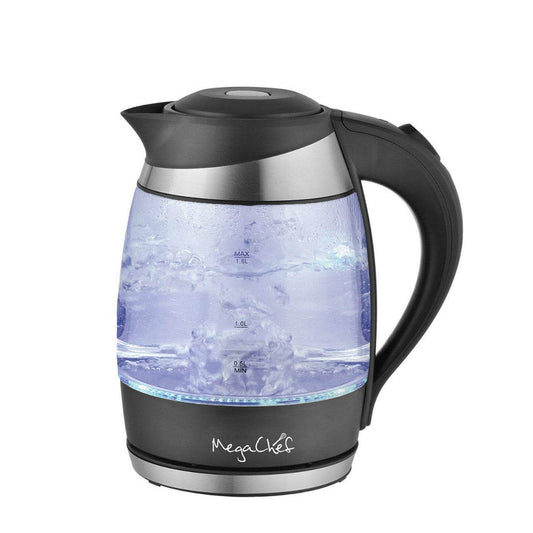 MegaChef 1.8Lt. Glass and Stainless Steel Electric Tea Kettle - Loft&Timber