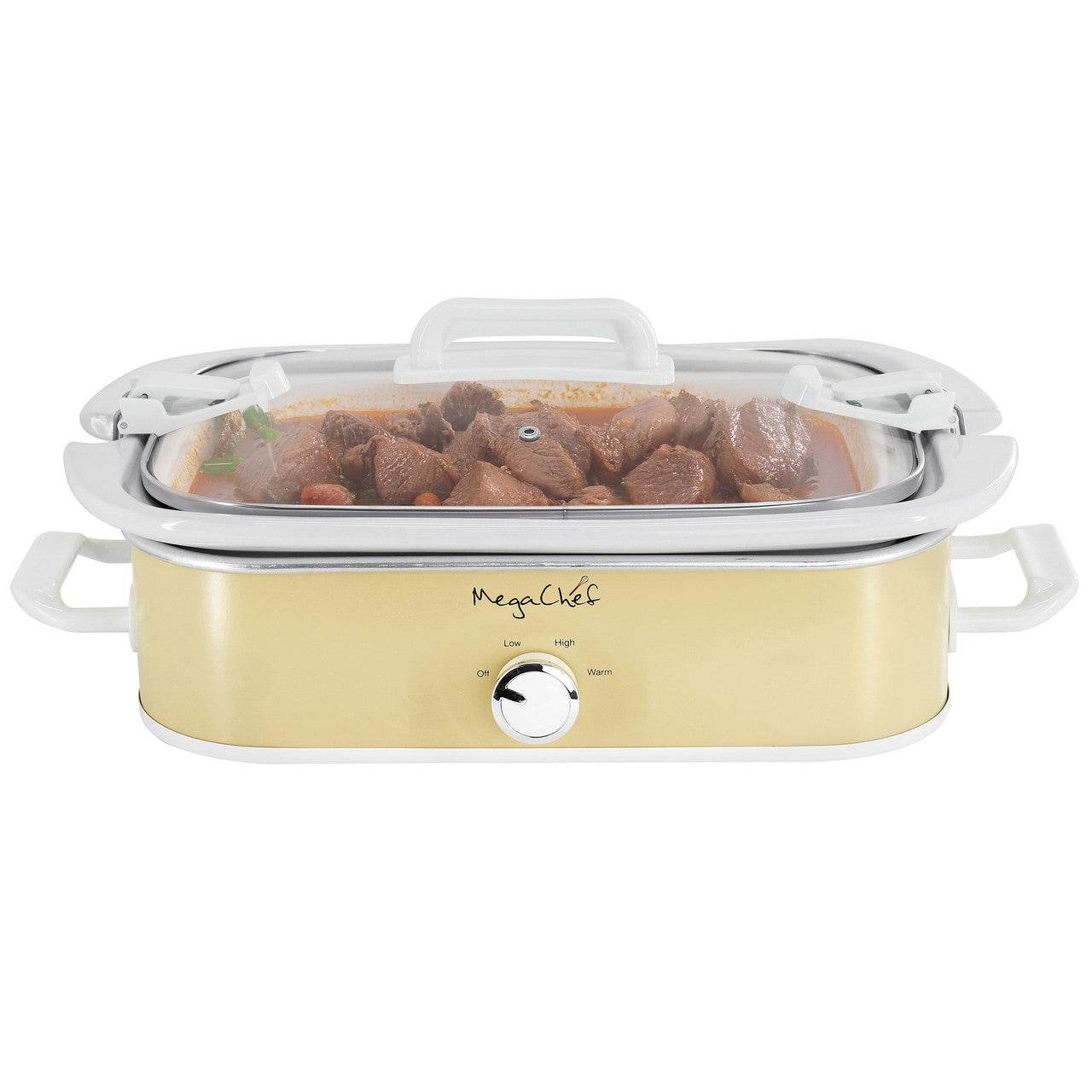 MegaChef 3.5 Quart Casserole Slow Cooker with 3 Temperature Settings in Cream - Loft&Timber
