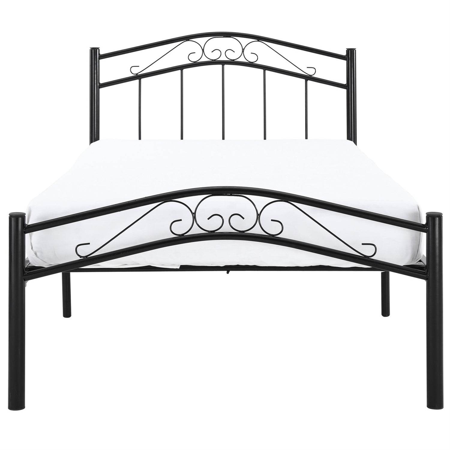 Twin size Black Metal Platform Bed with Headboard and Footboard - Loft&Timber