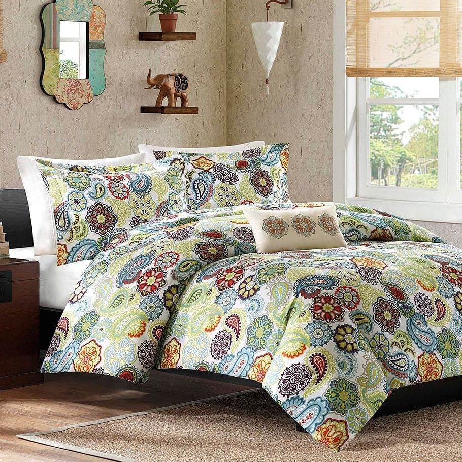 King size Multi Color Paisley 4 Piece Bed Bag Comforter Set - Loft&Timber