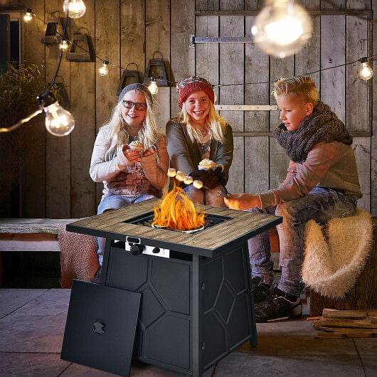 40 000 BTU 28 Inches Propane Gas Fire Pit Table With Cover - Loft&Timber