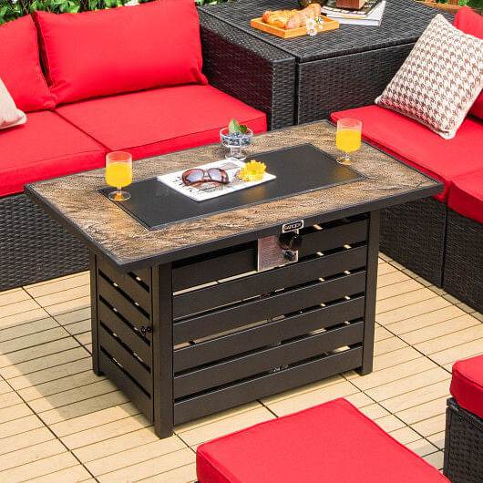 42 Inch 50000 BTU Propane Fire Pit Table with Ore Powder Surface - Loft&Timber