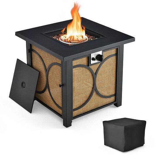28 Inch 50000 BTU Outdoor Square Fire Pit Table with Cover - Loft&Timber