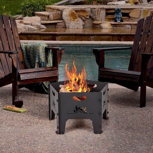 19 Inches Collapsible Portable Plug Fire Pit with Storage Bag - Loft&Timber
