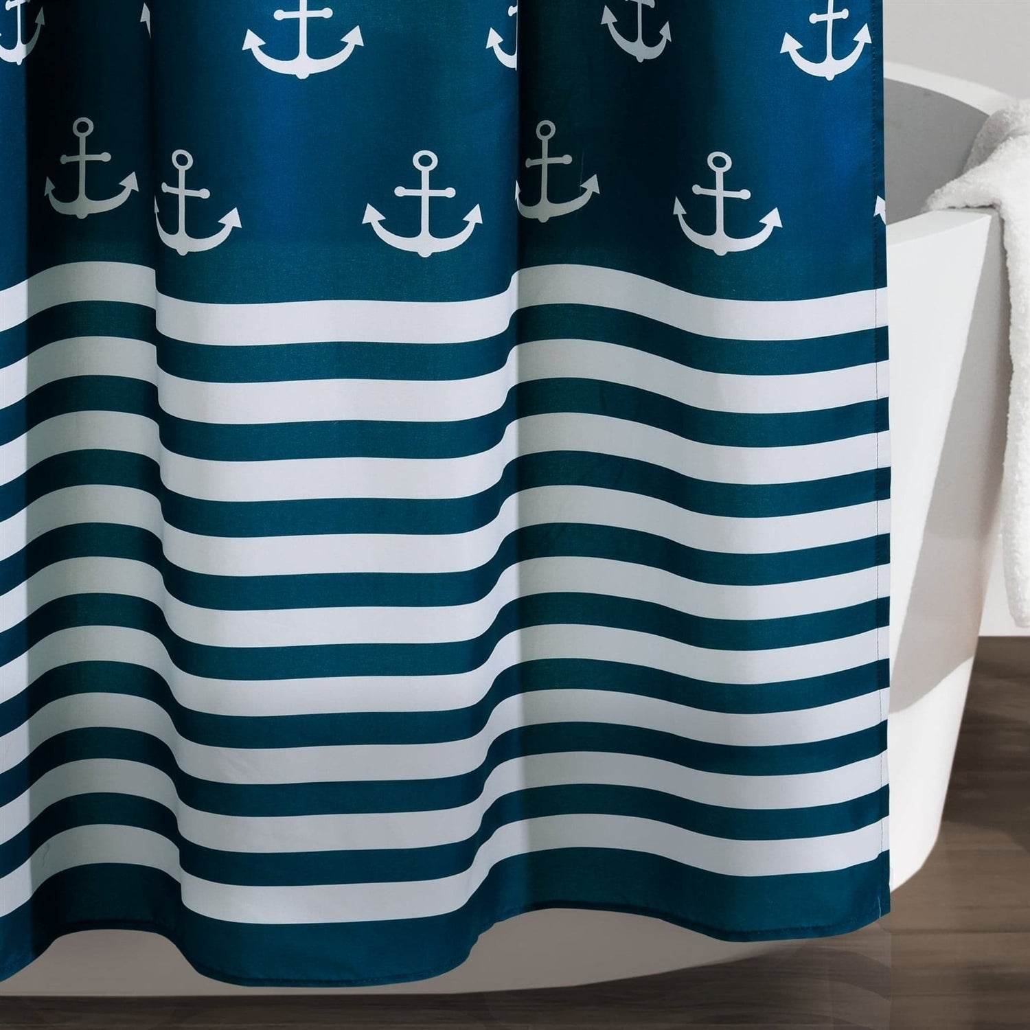 72-inch Navy White Nautical Anchor Polyester Shower Curtain - Loft&Timber