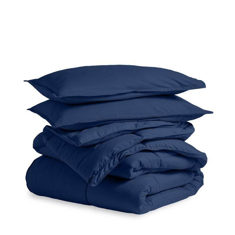 Twin/Twin XL size Super Soft Down Alternative Comforter Set in Navy Blue - Loft&Timber