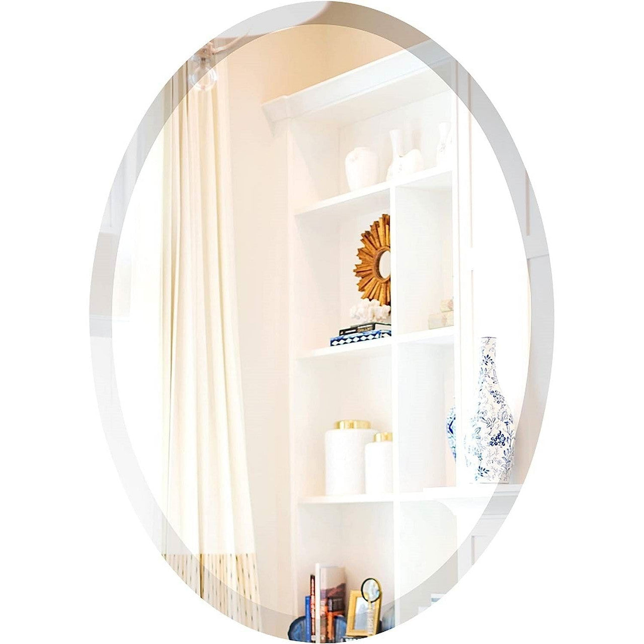 Oval 36 x 24-inch Beveled Bathroom Living Room Vanity Frameless Wall Mirror-2