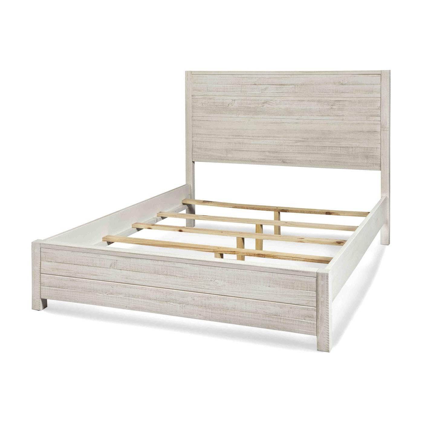 FarmHome Off White Solid Pine Platform Bed in Queen Size - Loft&Timber
