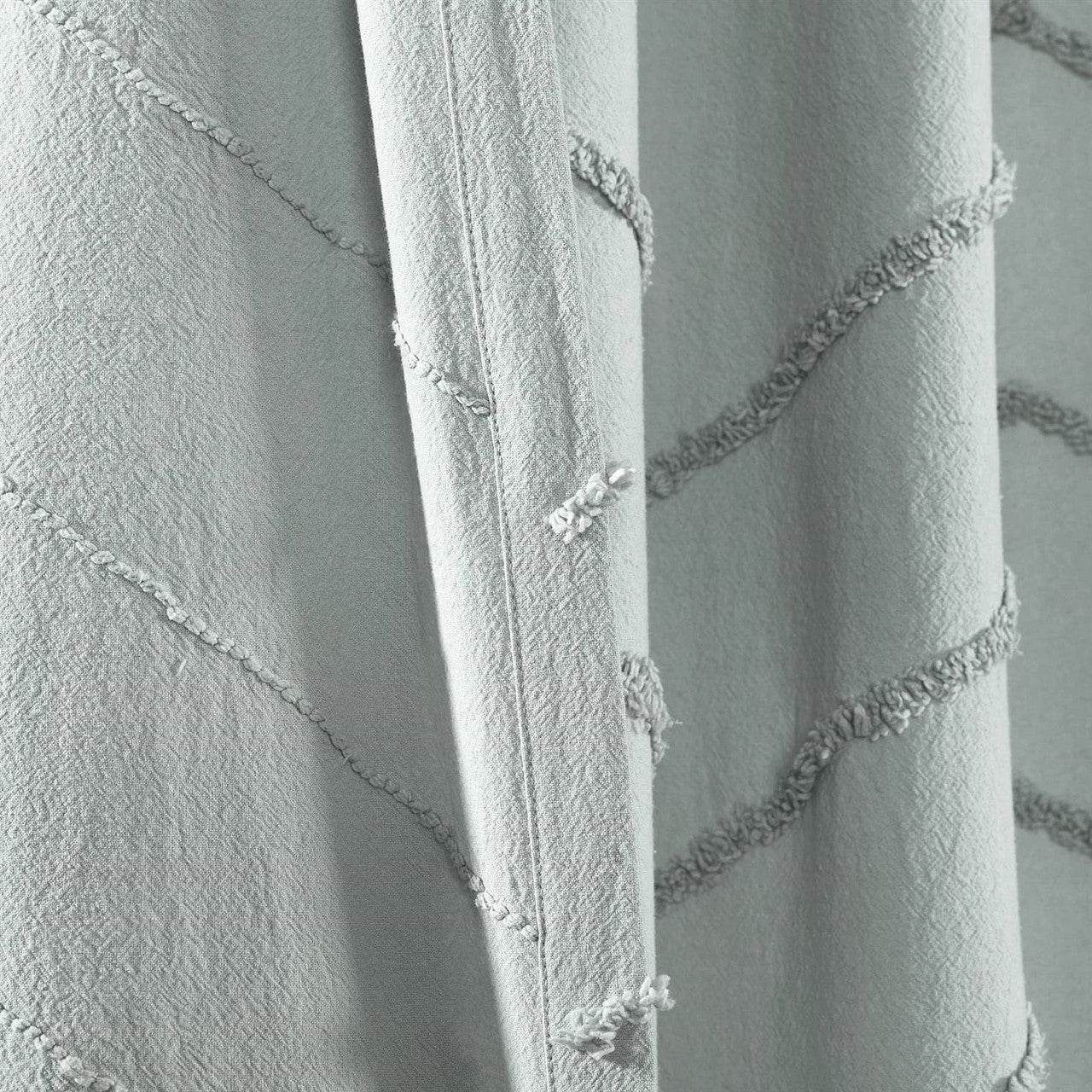 72-inch Pastel Blue Chenille Cotton Shower Curtain with Chevron Pattern - Loft&Timber