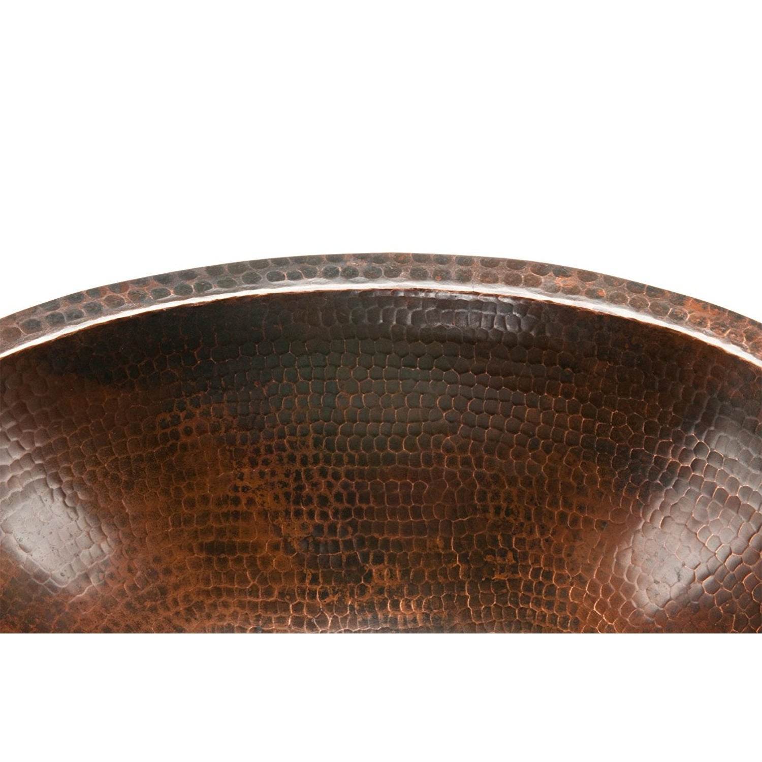 Oval Hammered Copper Bathroom Vessel Sink 17 x 12 inch - Loft&Timber