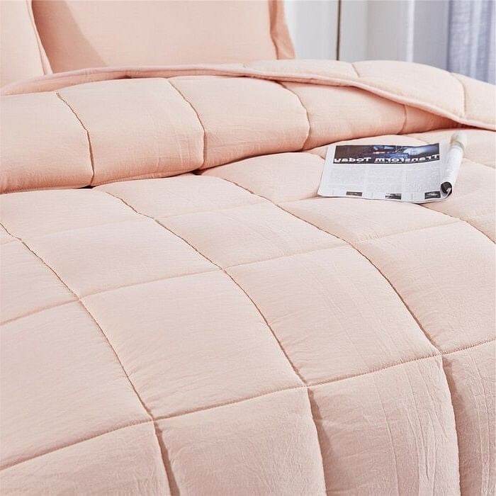Queen Size Pink 3 Piece Microfiber Reversible Comforter Set - Loft&Timber