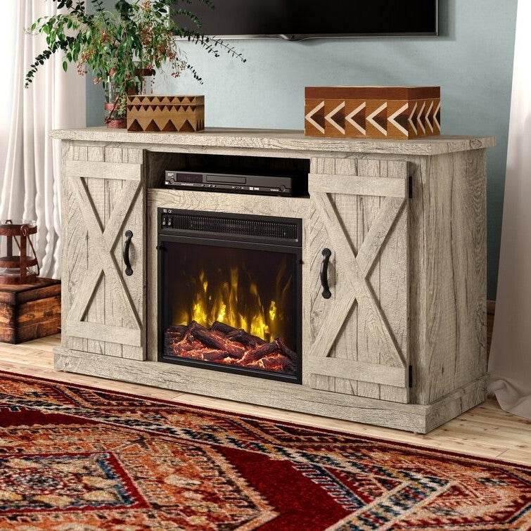 FarmHouse Rustic Pine TV Entertainment Electric Fireplace - Loft&Timber