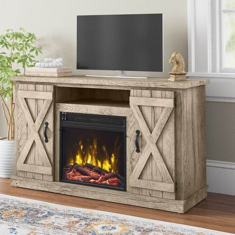 FarmHouse Rustic Pine TV Entertainment Electric Fireplace - Loft&Timber