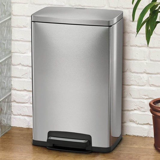 13-Gallon Kitchen Trash Can with Step Lid Stainless Steel - Loft&Timber