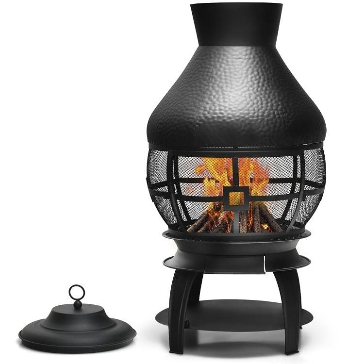 Black Rustic Iron Wood Burning Chiminea Fire Pit-2