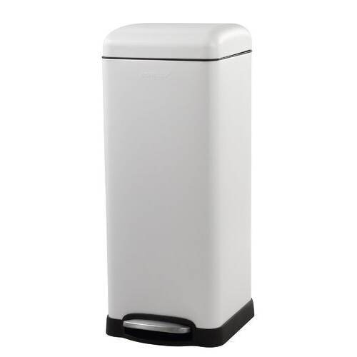 8-Gallon Retro Stainless Steel Step-On Trash Can in White Finish - Loft&Timber