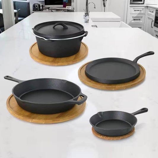 5-Piece Cast Iron Cookware Set with Dutch Oven Griddle and 2 Skillets - Loft&Timber