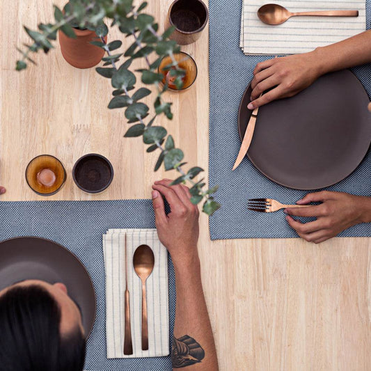 Placemats & Napkins Bundle: Blue Placemats + Cloth Napkins / Set of 4 - Loft&Timber