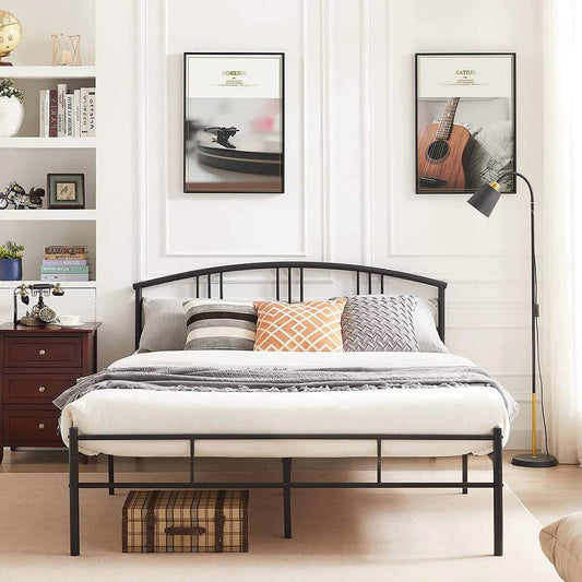 Queen size Black Metal Platform Bed Frame with Arched Headboard - Loft&Timber