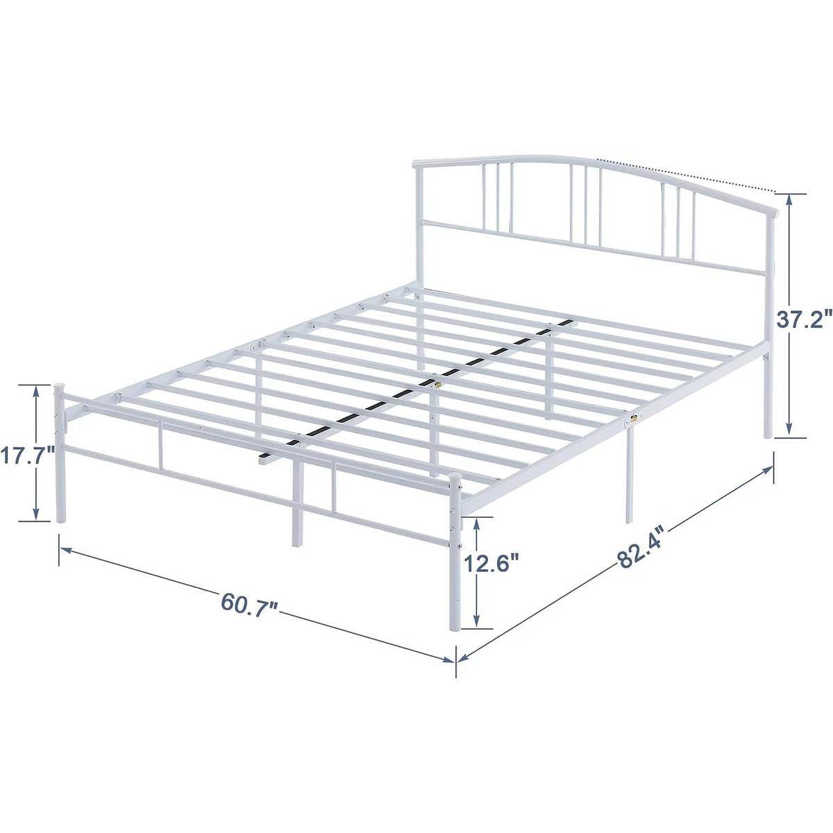 Queen size White Metal Platform Bed Frame with Arched Headboard - Loft&Timber