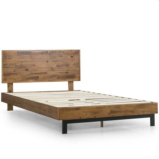 Rustic FarmHome Low Profile Pine Slatted Platform Bed in Queen - Loft&Timber