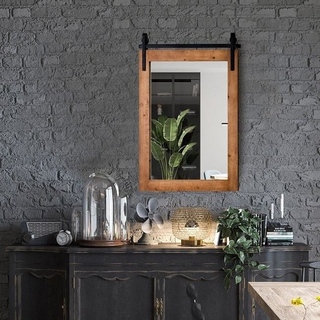 30 x 22 Inch Rustic FarmHouse Wall Mounted Bathroom Mirror-1