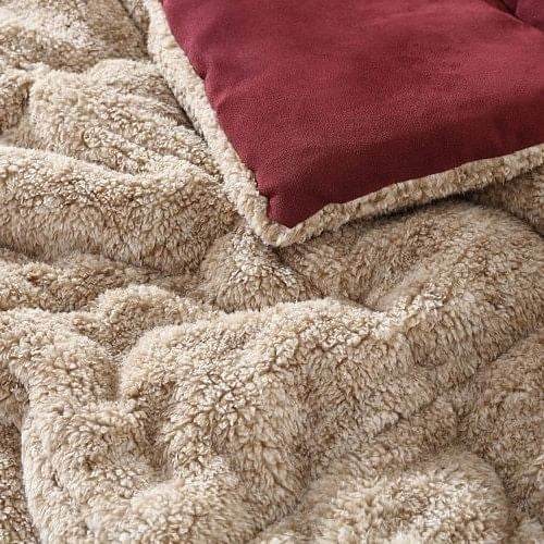 Twin Plush Sherpa Reversible Micro Suede Comforter Set in Marron - Loft&Timber