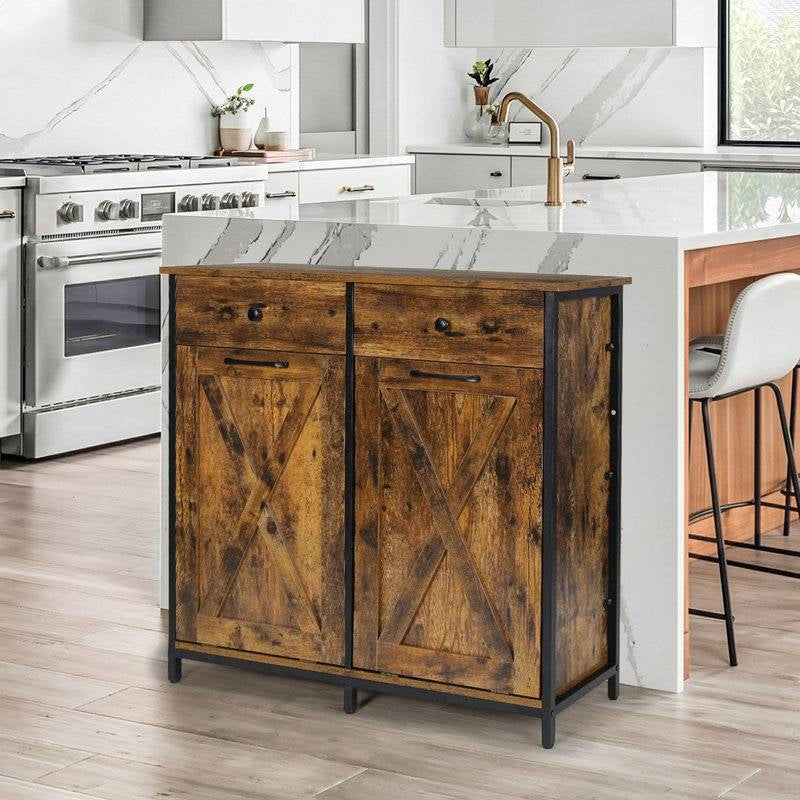 Rustic Multipurpose 2 Drawer / 2 Tilt Out 10gL Kitchen Laundry Trash/Recycle Storage-1