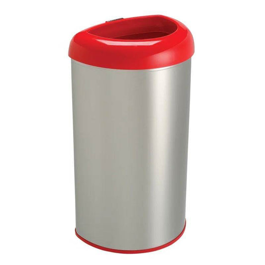 13-Gallon Stainless Steel Trash Can with Red Open Top - Loft&Timber